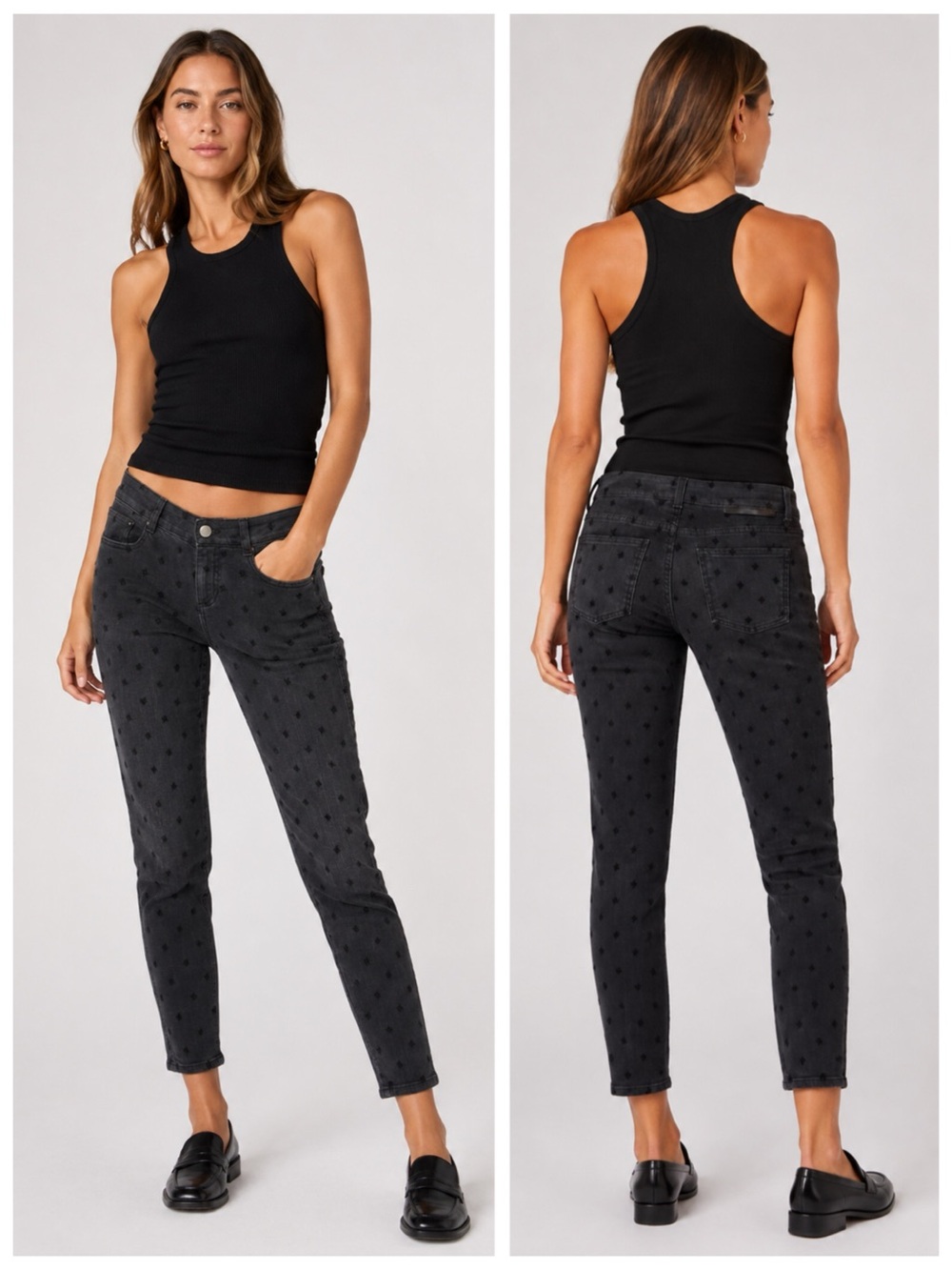 Stella McCartney Star Embroidered Slim-Straight Denim Jeans, Faded Black sz. 26